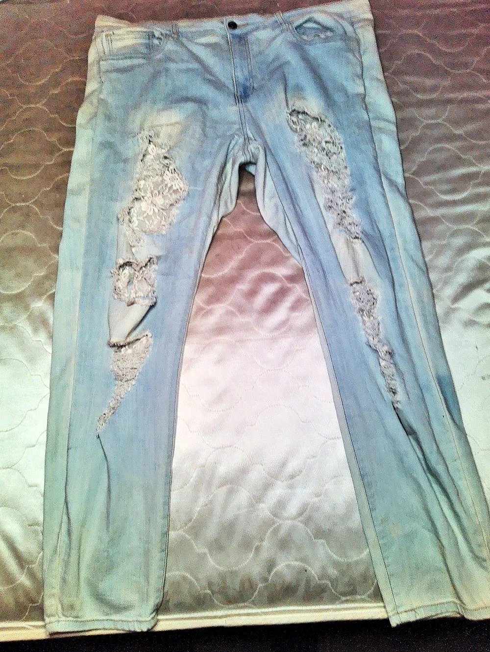 Distressed Blue Skinny Jeans